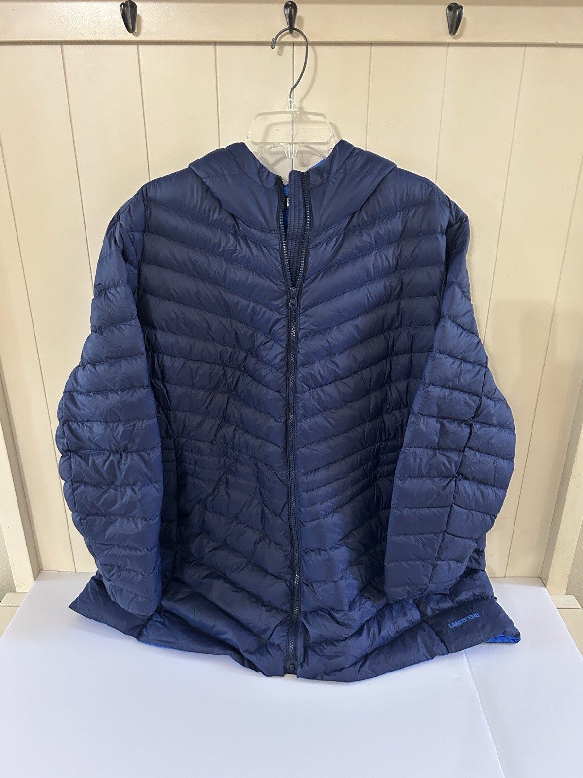 Lands End Wanderweight Ultralight Packable 800 Down Jacket - 3XL Blue NEW w/o