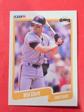 1990 Fleer #54 Will Clark UER/ says/first in runs, should/say tied first, cd1