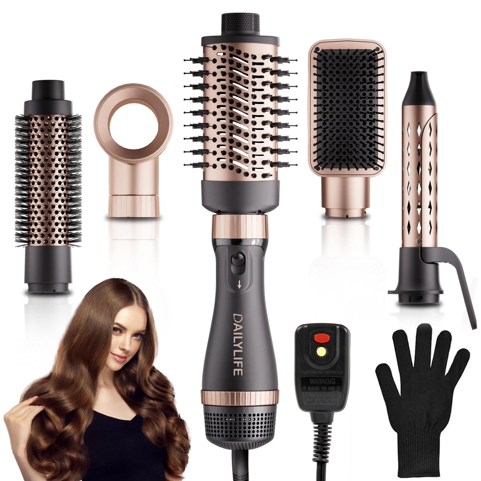 Hair Dryer Brush Set with 5 Attachments for Styling and Blow Drying-image