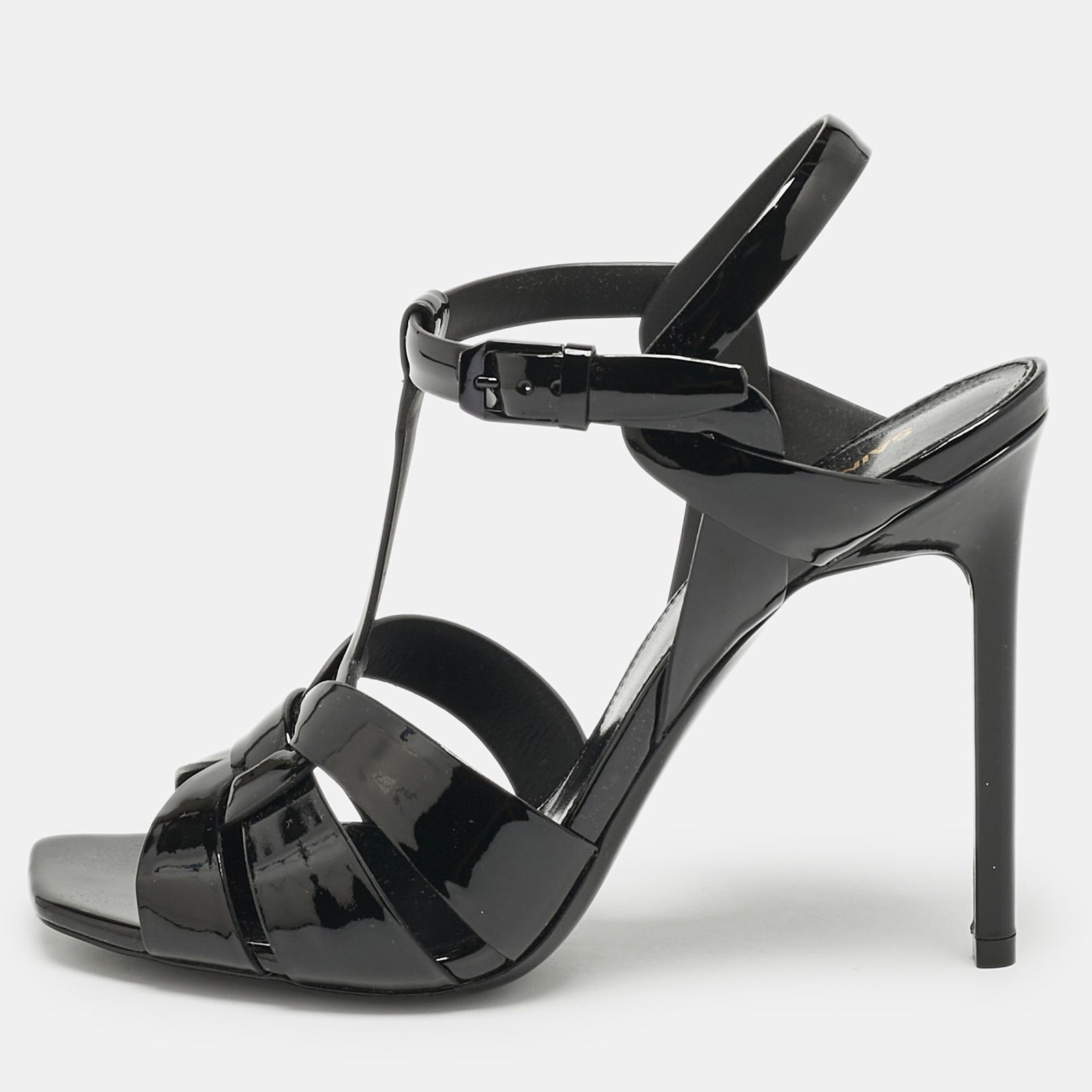 Sandali omaggio Saint Laurent neri in vernice taglia 38