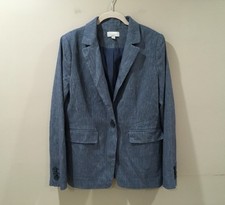 Loft Women 6 Single Breasted Blazer Linen Blue Chambray Classic Career Work