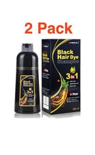 2 Pack Meidu Black Hair Dye Shampoo 3 in 1 Hair Color Shampoo