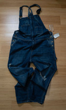 NEW H M Distressed Denim Bib Overalls US 12 with Tags