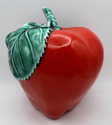 Vtg WALTER PERSHALL RED APPLE WALL POCKET, Kitchen Decor, Herb Planter