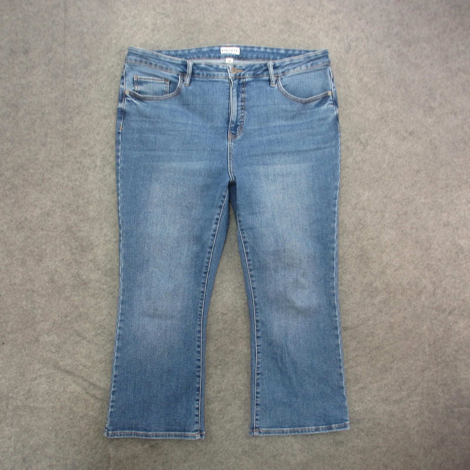 Womens 18w Plus Size Blue Medium Wash Stretch Denim Straight