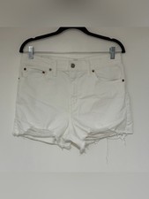 Levi  s Women  s White Distressed Jean High Rise Shorts Size 32