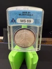 2005 ANACS MS69 American Eagle Silver Dollar $1 - .999  TONER #2250