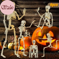6 Packs Skeleton Halloween Decorations Outdoor with 16" Full Body Posable Joints