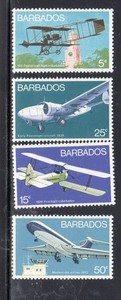 BARBADOS #684-387 1973 AIRCRAFT MINT VF NH O.G