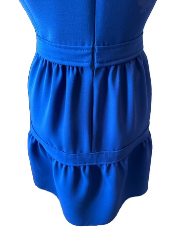 TORY BURCH Jane Dress in Blue Dahlia Cobalt Bleu Wool Blend Tiered Size 0 - Picture 10 of 13
