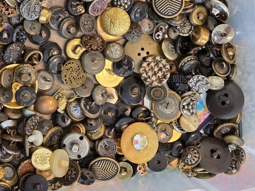 Lot 3lb METAL Antique Picture Buttons Floral Flower Victorian Gold Silver Tone - Photo 8/8