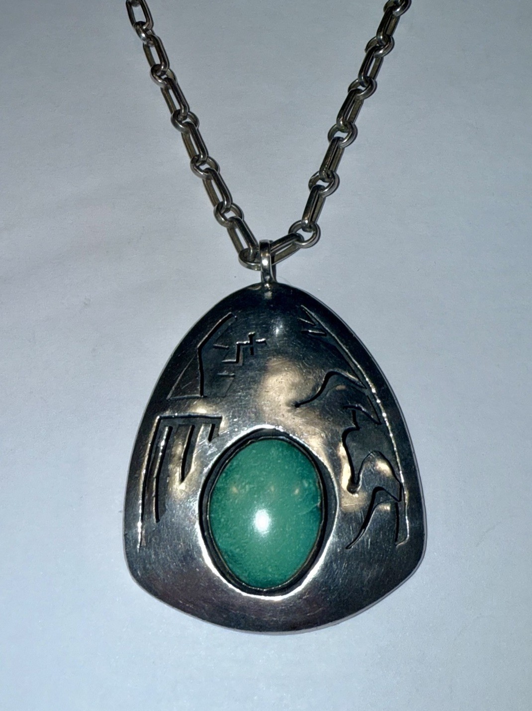 Native American Solid Sterling Silver Natural Tur… - image 1
