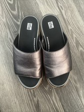  FITFLOPS - Pewter Coloured Cork Platform FitFlop Shoes Eloise Size 6.5 EU 40