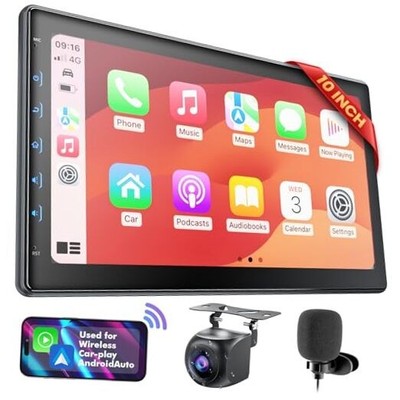 10 Inch IPS Touch Screen Double Din Car Stereo Compatible with Wireless 