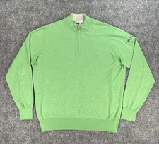 Peter Millar Quarterzip Pullover Mens Large Green Silk Cashmere Pima Cotton