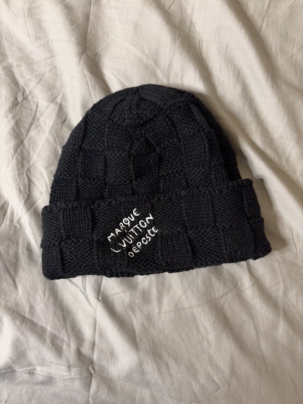 Louis Vuitton Damier Snug Beanie Black Embroidered