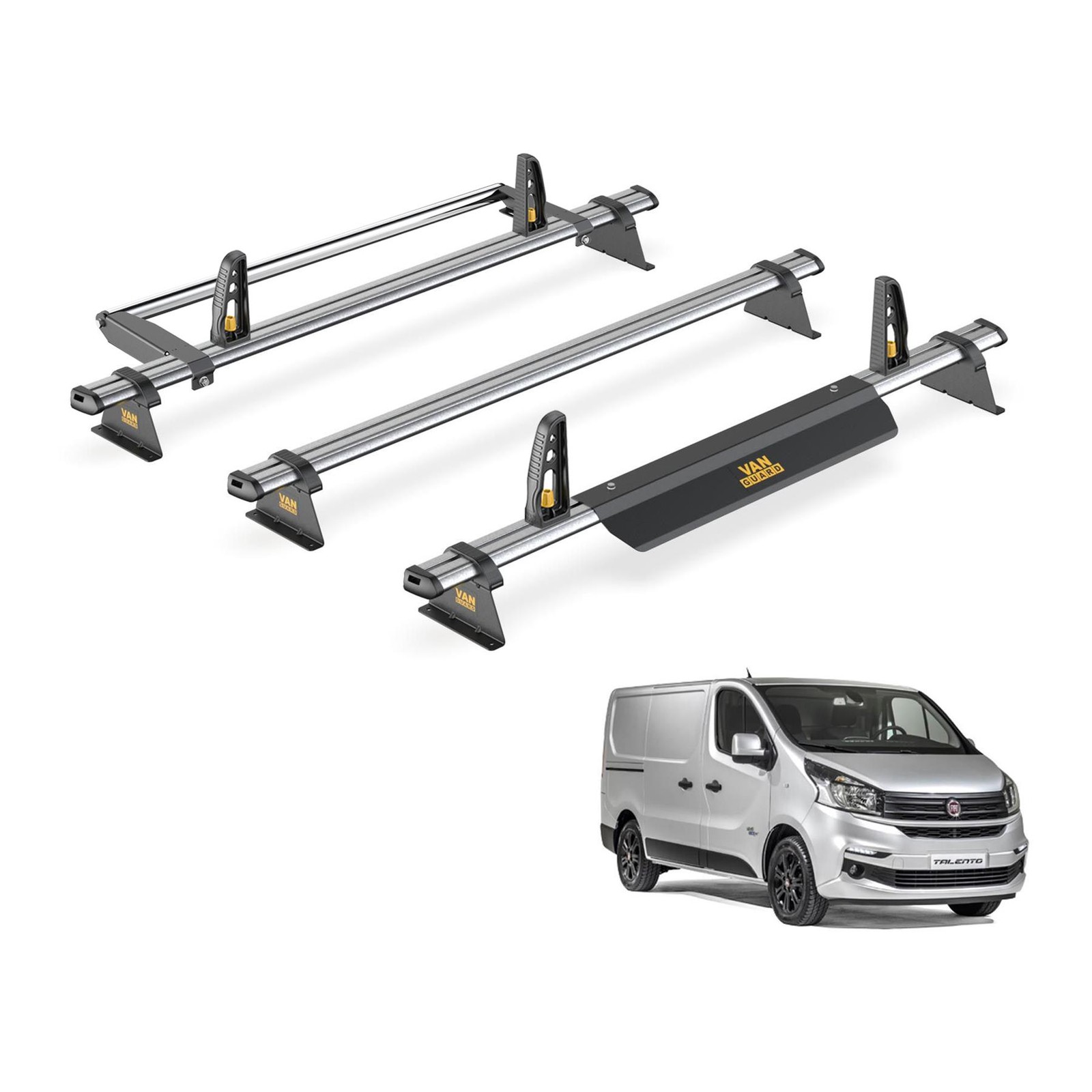 Fiat Talento Roof Rack (2016+ Standard Roof) 3x Bars & Roller [Tailgate Door]