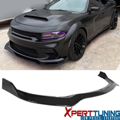 Fit 20-23 Dodge Charger Widebody IKON V1 Style Front Bumper Lip Gloss Black 3PCS