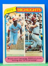 1980 Topps Baseball Highlights  #1 - Yastrzemski / Brock - 3000 Hit Club