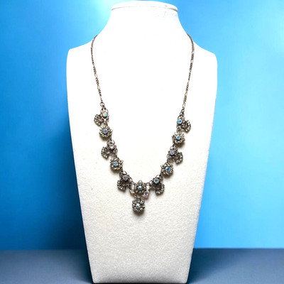 VINTAGE KENNY MA San Francisco Brass Tone Stunning AB Crystal Necklace KM20