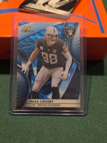 2025 Topps Chrome Black #55 Maxx Crosby Blue Refractor /150 Raiders
