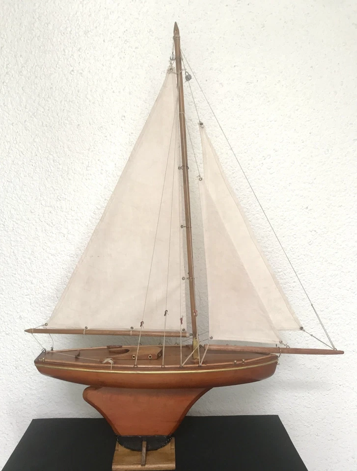 VOILIER DE BASSIN BORDA TYPE YP LUXE ACAJOU YACHT DE COLLECTION CANOT BATEAU - Photo 3/4