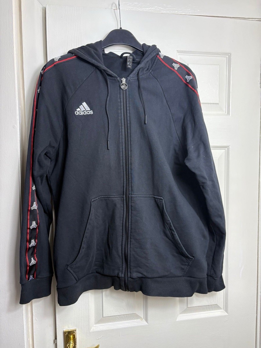 Adidas Originals Full Zip Hoodie XL – Black with Embroidered Tape