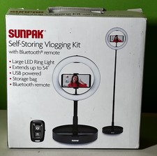 NEW Sunpak Self-Storing Vlogging Kit w/Bluetooth Remote - VGC-LED128-11RL 11D