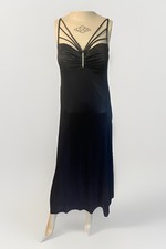 Windsor Black Satin Formal Gown Dress Juniors 13/14 Strappy Back Prom Homecoming