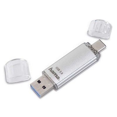 Hama 64Gb USB Flash Drive with USB 3.0 & USB 3.1 Type-C Silver, 00124163 64 GB