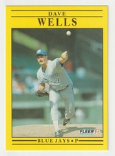 David Wells - Toronto Blue Jays (MLB Baseball Card) 1991 Fleer # 188 - Mint