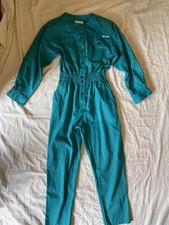 Vintage 1980s IDEAS Boiler Suit Jumpsuit Coveralls M Cotton Cranberry Teal
