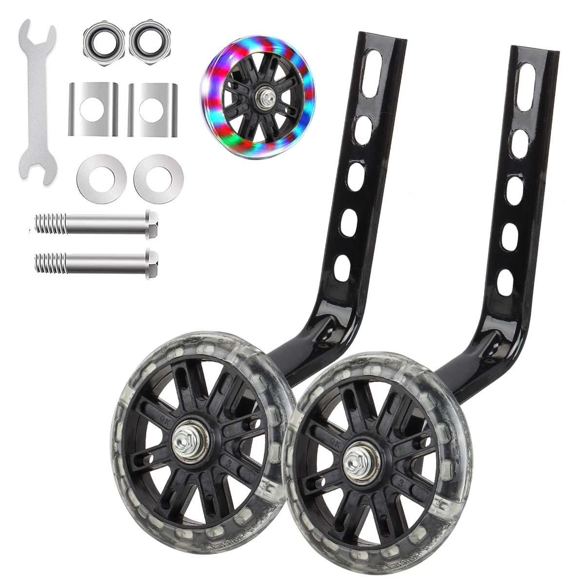 Training Wheels Bicycle for 12/14/16/18/20Inch Bike W/Flash Light Wheel 1 Pair