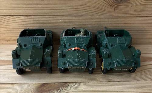 3x Vintage Britains Toys 9781 Daimler Mk2 Scout Car British Army repair/restore - Picture 4 of 7