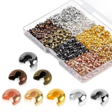 800 Pcs 4mm Semicircular Crimp Beads Knot Covers for DIY Jewelry Making Bracelet