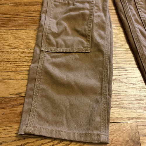 Carhartt Boys Bib Overall 4T Brown Carpenter Canvas Logo Double Knee Loose Fit - Picture 7 of 11