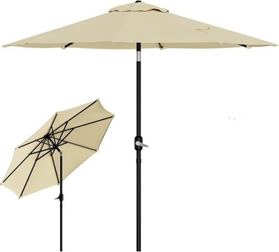 7FT Garten Sonnenschirm Patio Regenschirm mit Kurbel Tilt 8 Rippen Sonnenschirm
