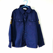Boys Police Department Uniform Costume Shirt Pants Set Blue Gold Sz 4-6