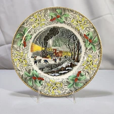 Adams Currier and Ives Winter Scenes American Railroad Snowbound Dinner Plate