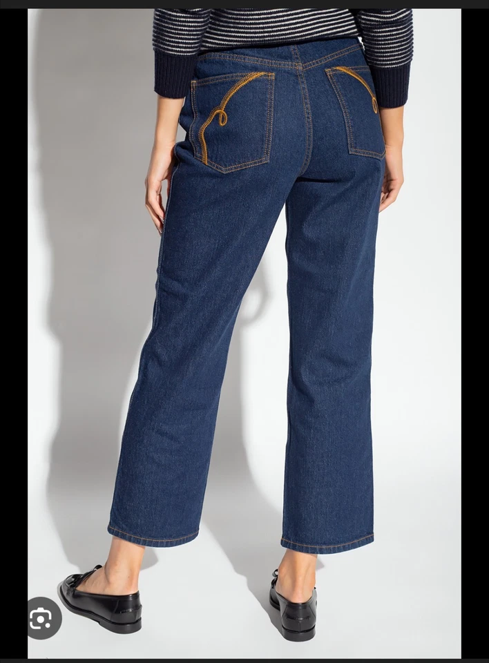 Tory Burch 高腰直筒牛仔裤深水洗 32 码状况完好 — 第 2/4 张图片