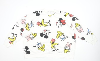 Disney Damen Pullover Sweatshirt weiß Cartoon Print 2XL