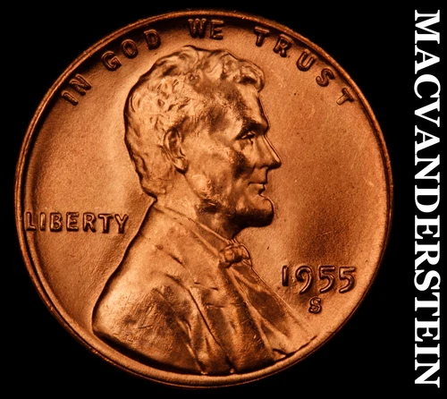 1955-S Lincoln Wheat Cent- Red- Choice Gem Brilliant Unc Luster No Reserve #J935