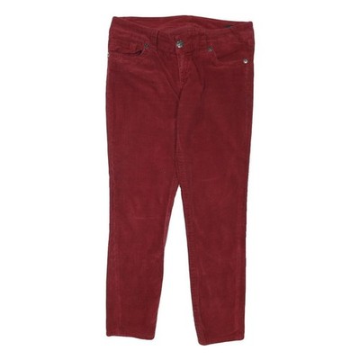 SEVEN 7 Damen Cordhose Regular Fit Gerades Bein Rot Reißverschluss W36 L30
