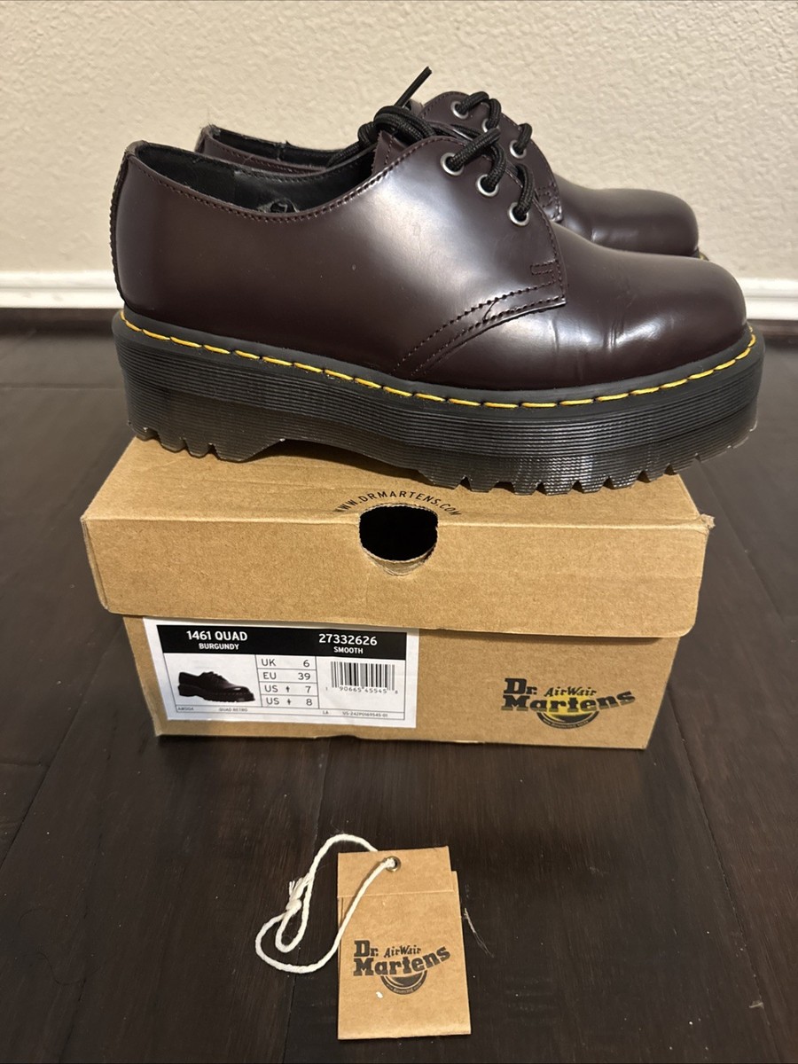 Dr. Martens 1461 QUAD BURGUNDY 23センチ Dr Martens Shoes 1461 Quad Lace Up Patent Leather Women's 8