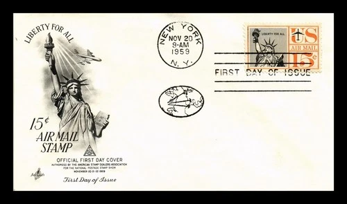 US COVER STATUE OF LIBERTY 15C AIR MAIL FIRST DAY ISSUE ARTCRAFT