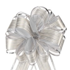 5pcs 6 Inch Large Pull Bow Gift Wrapping Bows Ribbon Organza Bows Silver