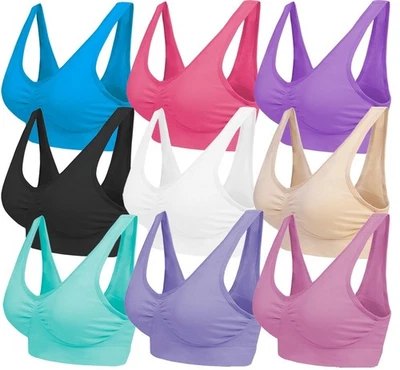 BLU APPAREL 3 6 9 Pack Seamless Comfort Bras UNPADDED non wired stretch fit UK Size 8 - 26