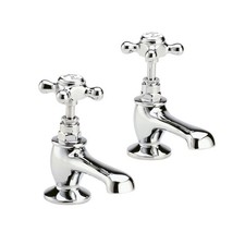 Hudson Reed Traditional Crosshead Basin Taps White Topaz Bathroom Hot Cold Taps