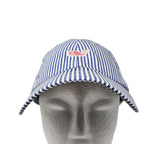 Vineyard Vines Hat Cap Strap Back Mens Blue White Stripe Whale Logo Seersucker
