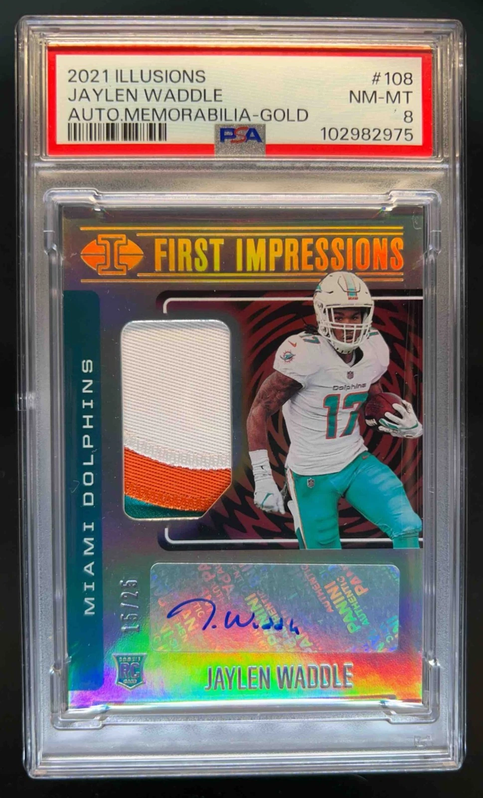 Jaylen Waddle Panini Illusions #108 Autograph Memorabilia-Gold